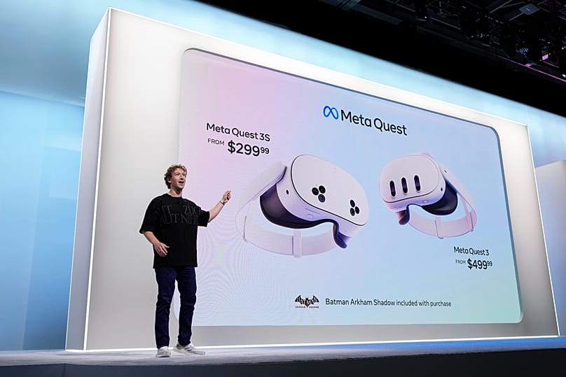 Mark Zuckerberg présente le Meta Quest 3S lors de la conférence Meta Connect, le mercredi 25 septembre 2024, à Menlo Park, Californie.