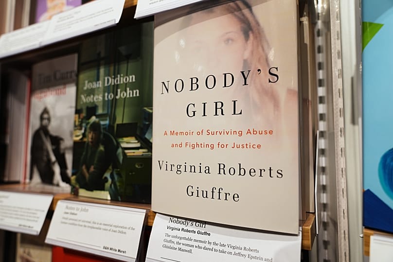 A copy of Virginia Roberts Giuffre’s book on a shelf at a Barnes & Noble shop in Baltimore, 21 October, 2025