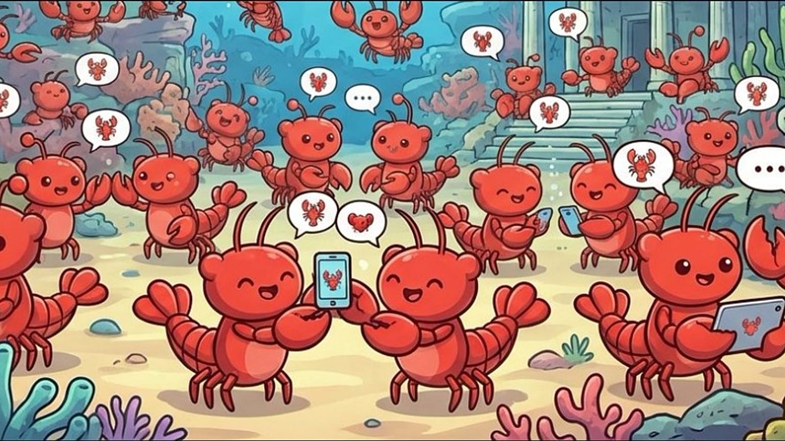 MoltBook simgesi küçük ıstakozlar