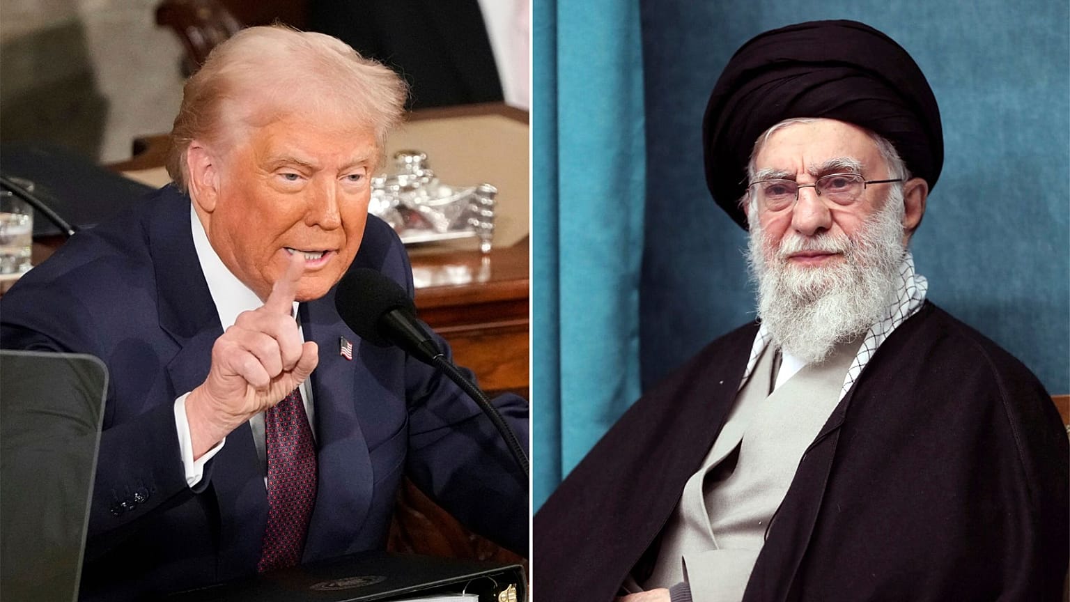 علی خامنه‌ای (راست) و دونالد ترامپ (چپ) 