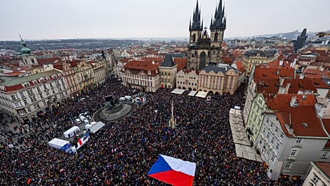 Manifestation avec le président Petr Pavel à Prague, 1er février 2026