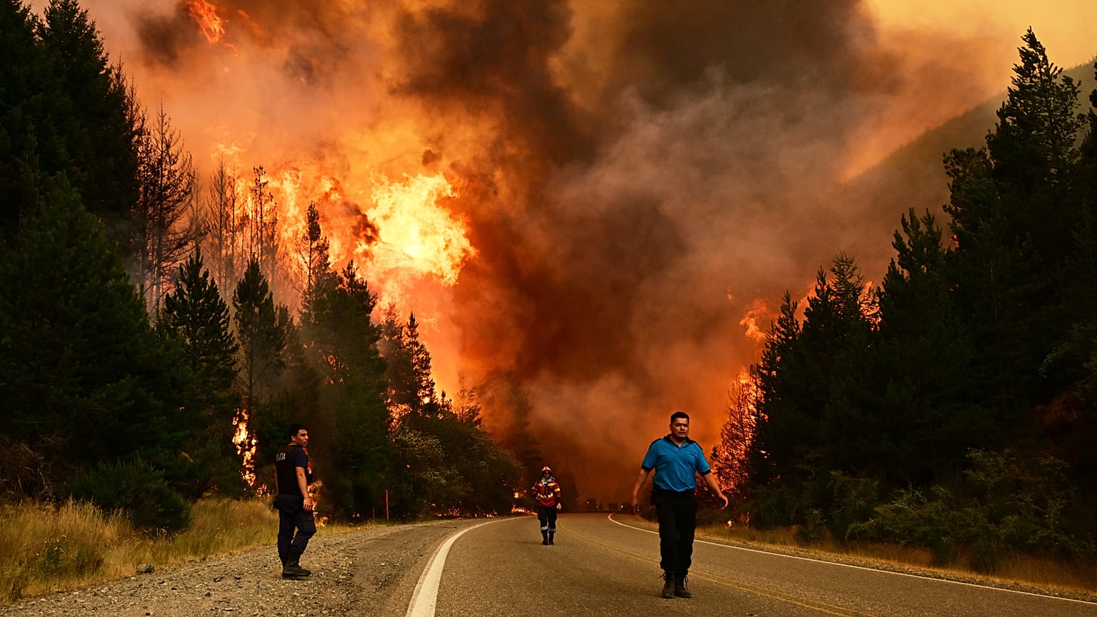 Un incendio forestal en El Hoyo, Patagonia, Argentina, el jueves 8 de enero de 2026.