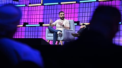 1 February 2026; Issam Hijazi, Founder & CEO, Upscrolled, on Centre Stage during opening night of Web Summit Qatar 2026 at the Doha Exhibition and Convention Center in Doha,