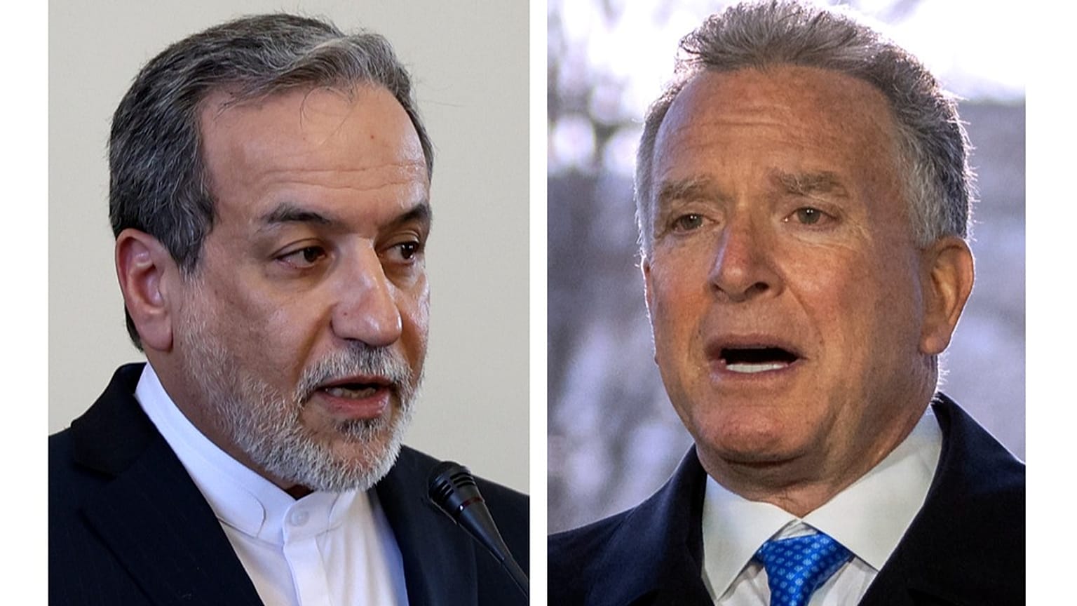 وزير الخارجية الإيراني عباس عراقجي (يمينًا)، والمبعوث الخاص للبيت الأبيض ستيف ويتكوف (يساراً).