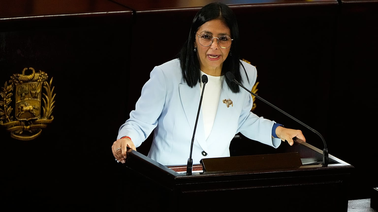 رئيسة فنزويلا المؤقتة ديلسي رودريغيز في كاراكاس، 30 يناير 2026.
