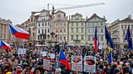People gather in support of Czech President Petr Pavel at the Old Town Square in Prague, Czech Republic, Sunday, Feb. 1, 2026
