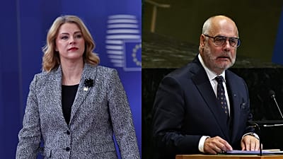 Latvia's Evika Siliņa (left) and Estonia's Alar Karis (right).