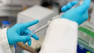 A student runs a test at Duke University pharmacology and cancer biology professor Donald McDonnell's lab Tuesday, March 4, 2025, in Durham, N.C. 