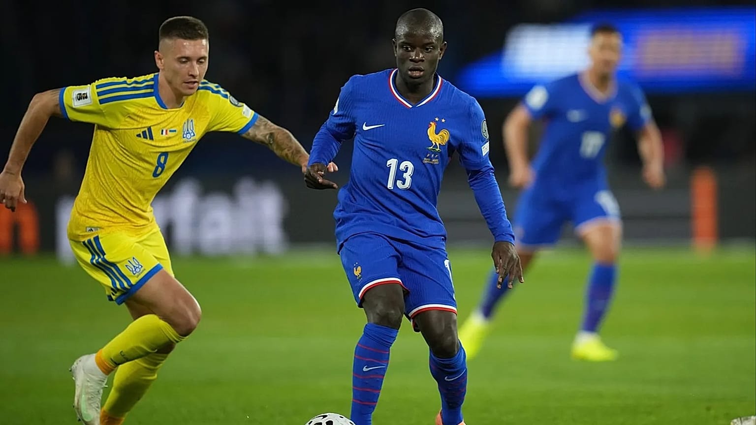 N'Golo Kante, Fransa'nın Ukrayna ile oynadığı UEFA Uluslar Ligi maçında.
