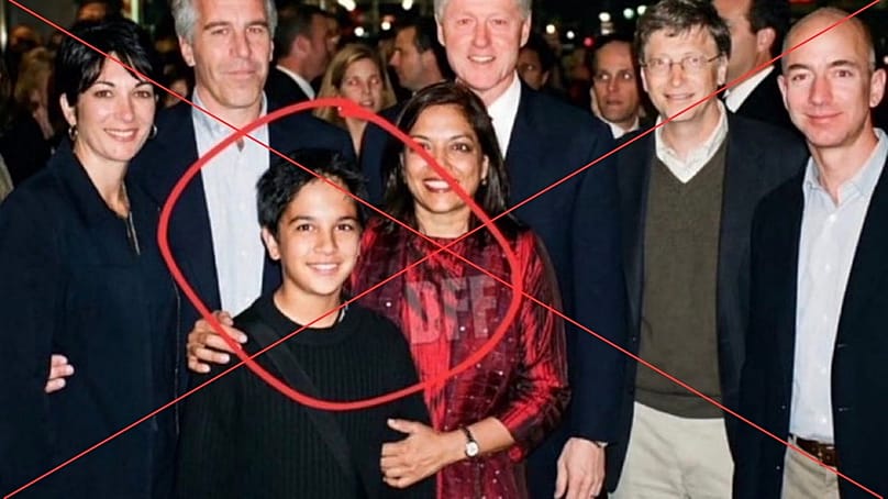 Fake image of Mamdani as a child with Epstein.