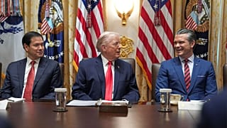 پیت هگست، وزیر دفاع، دونالد ترامپ، رئیس جمهور، مارکو روبیو، وزیر امور خارجه، در جلسه کابینه در کاخ سفید، پنجشنبه، ۲۹ ژانویه ۲۰۲۶، در واشنگتن 