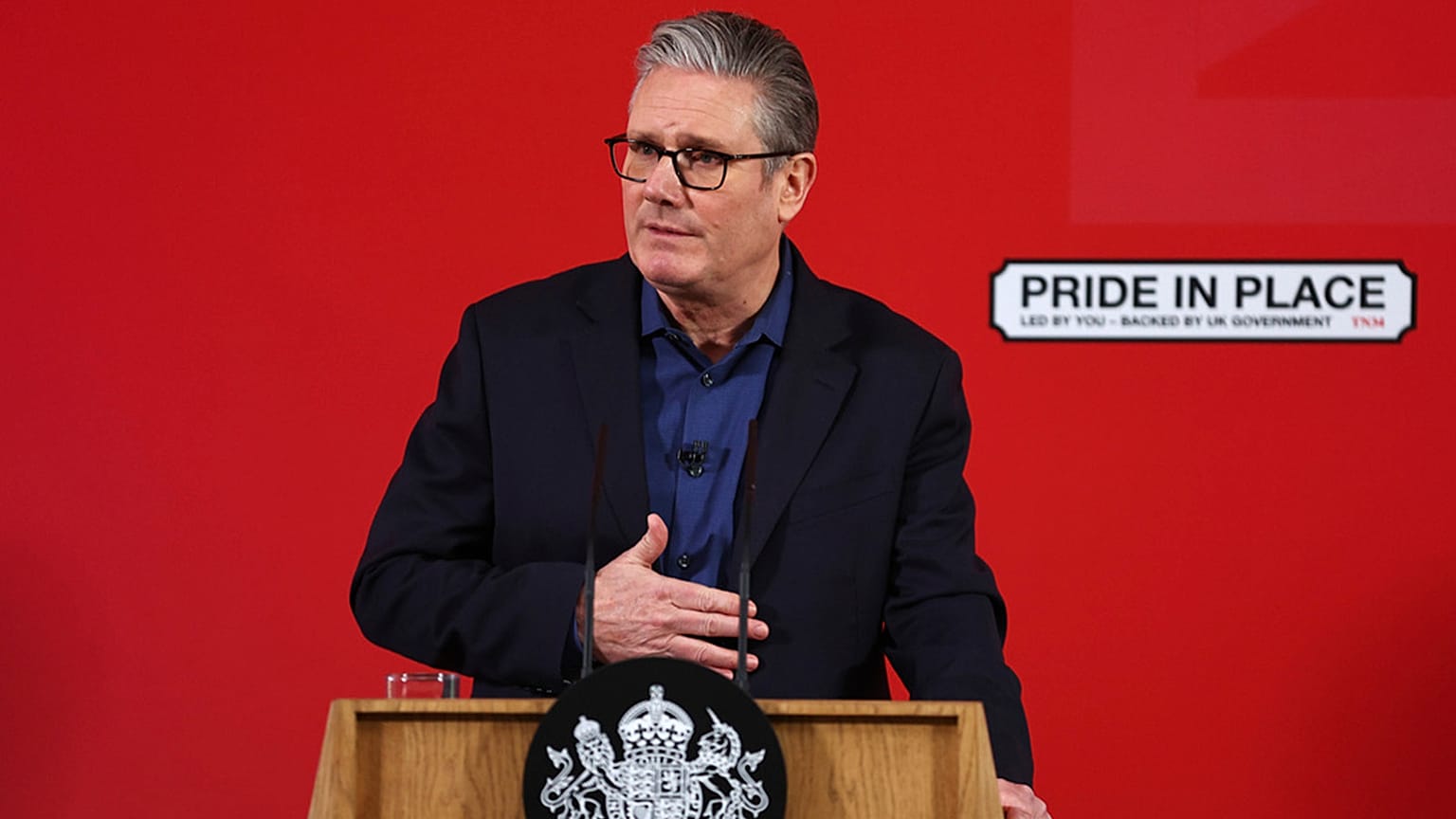 UK Prime Minister Keir Starmer delivers a speech at Horntye Park Sports Complex in St Leonards-on-Sea, East Sussex, 5 February 2026