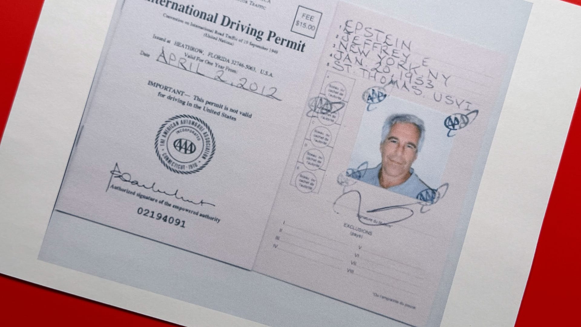 وثيقة أُدرجت ضمن ملفات جيفري إبستين التي نشرتها وزارة العدل الأمريكية، تم تصويرها يوم الأربعاء 4 فبراير 2026. (صورة من وكالة أسوشيتد برس/جون إلسويك)