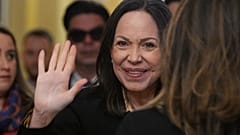 La líder opositora venezolana María Corina Machado llega a una reunión con miembros del Congreso en el Capitolio de Estados Unidos en Washington, el 20 de enero de 2026.