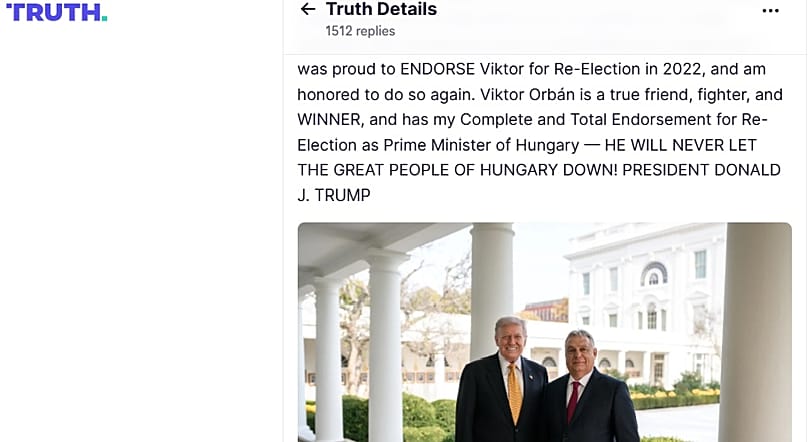 Részlet az amerikai elnök február 5-i posztjából