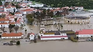 Aerials show destruction caused by Storm Leonardo in Alcácer do Sal, 5 February 2026