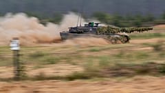 Litvanya'da düzenlenen Litvanya-Almanya tümen düzeyindeki uluslararası askeri tatbikata bir Alman ordusuna ait Leopard 2A7V ana muharebe tankı katılıyor / 29 Mayıs 2024