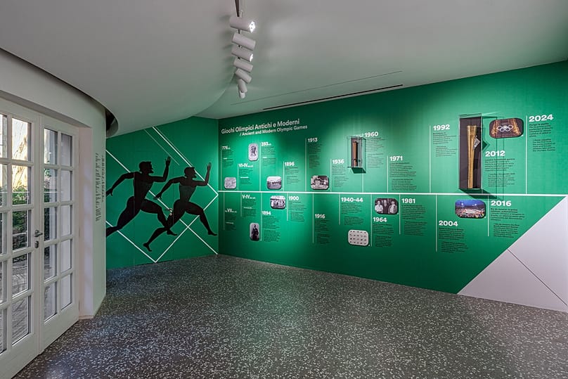 A display from the Fondazione Luigi Rovati's 'The Olympic Games: A 3000-Year History' exhibition 