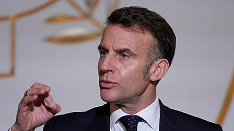 French President Emmanuel Macron delivers a speech to French ambassadors, 8 January 2026 at the Elysee Palace in Paris.
