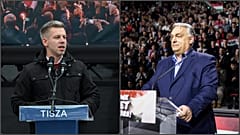 Der Vorsitzende der Theiss-Partei, Péter Magyar, und Ministerpräsident Viktor Orbán sprechen bei Wahlkampfveranstaltungen in Ungarn. 
