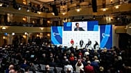 NATO Secretary General Mark Rutte, second right, speaks as he participates in a panel discussion during the Munich Security Conference in Munich, Feb. 15, 2025 