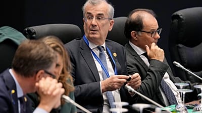 FILE. Bank of France Governor Francois Villeroy de Galhau attending a G7 meeting in Japan, May 2023.
