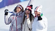 La medaglia di bronzo dello snowboard, Lucia Dalmasso (a destra), insieme con la medaglia d'argento austriaca, Sabine Payer, e qualla d'oro la ceca Zuzana Maderova
