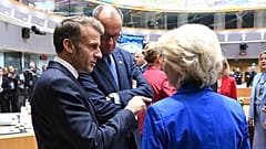 French President Macron, German Chancellor Friedrich Merz and European Commission President Ursula von der Leyen