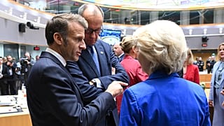 French President Macron, German Chancellor Friedrich Merz and European Commission President Ursula von der Leyen