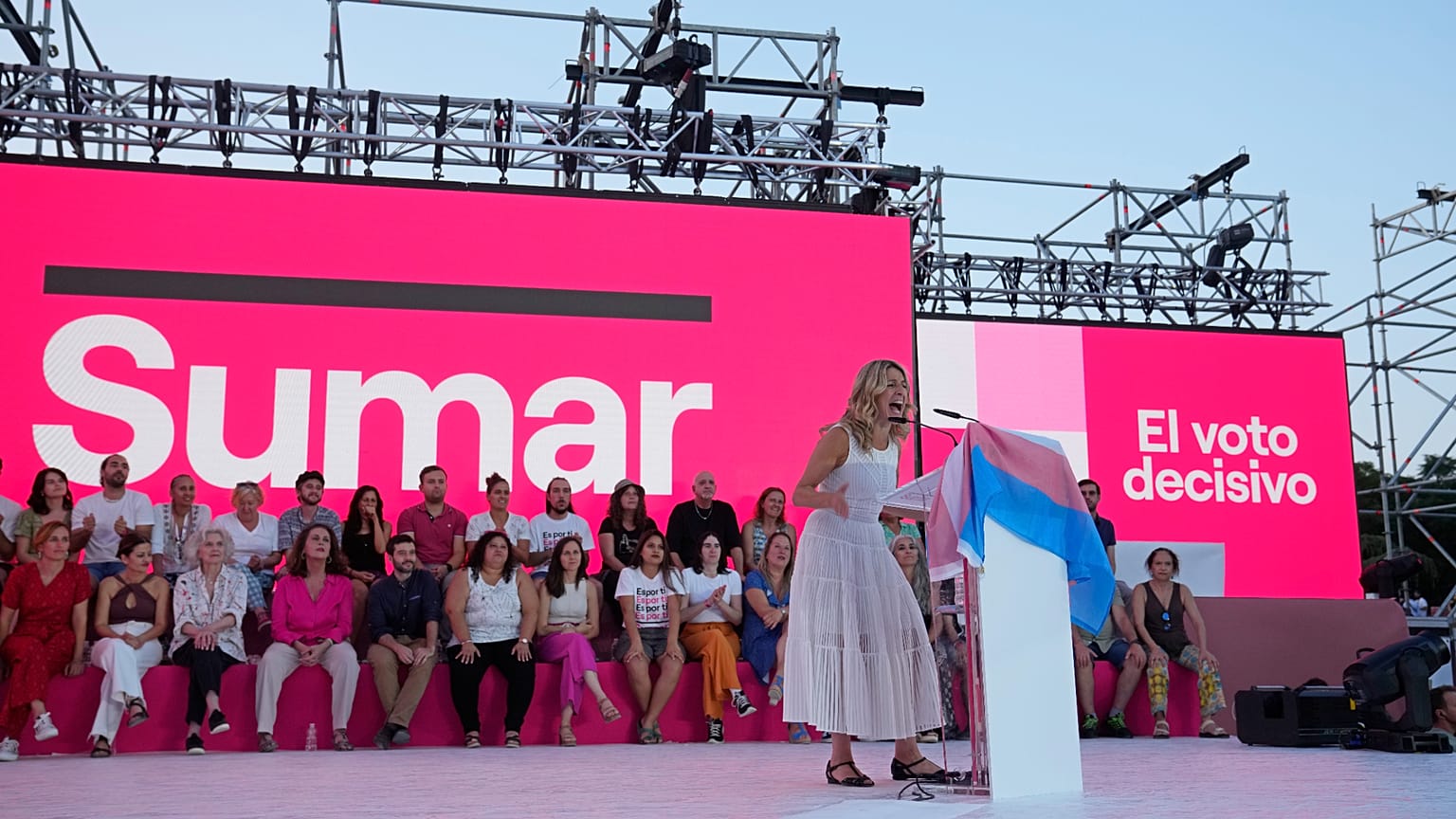 Archivo - Yolanda Díaz en un mitin de Sumar