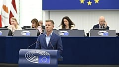 Der Vorsitzende der Theiß-Partei, Péter Magyar, im Europäischen Parlament 