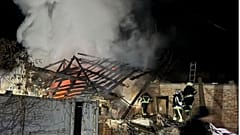 Casa em Bogodukhov onde pai e três filhos foram vítimas do ataque russo