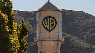 FILE. The Warner Bros. water tower is seen at Warner Bros. Studios in Burbank, Calif., 5 Dec. 2025.