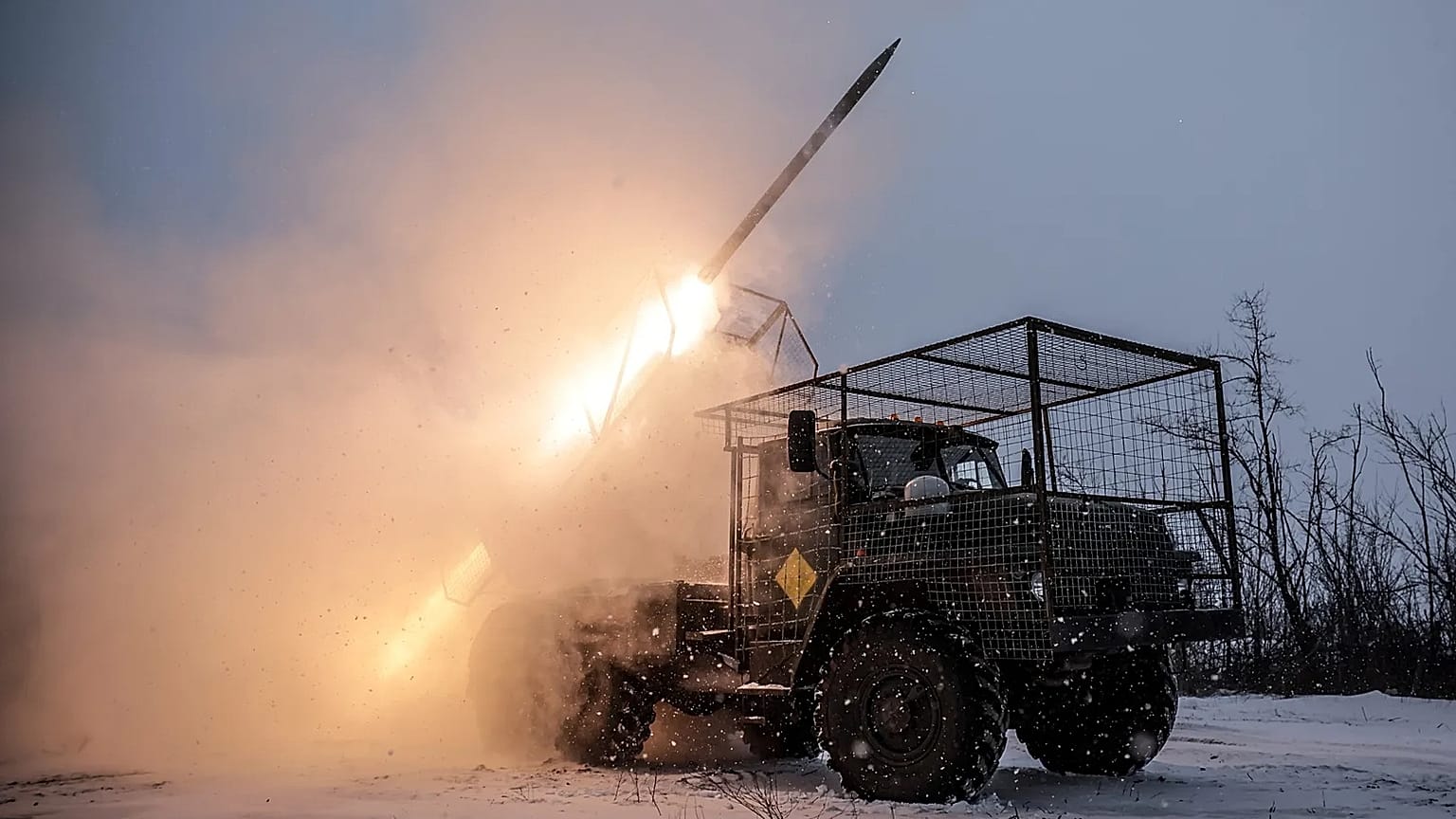 An MRLS BM-21 "Grad" fires towards Russian army positions near Chasiv Yar, 24 January, 2026 