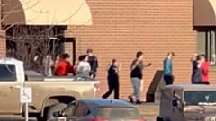 This grab from video shows students exiting the Tumbler Ridge school after deadly shootings, in British Columbia, Canada, Tuesday Feb. 10, 2026