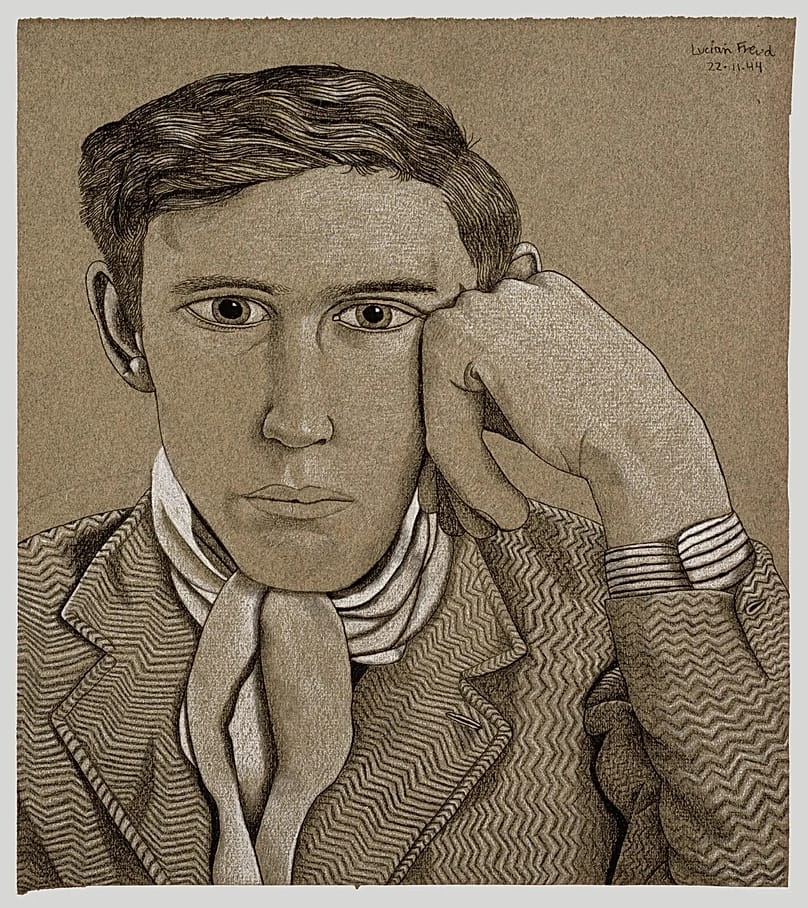 Portrait of a Young Man, 1944 (black crayon & white chalk on paper) 