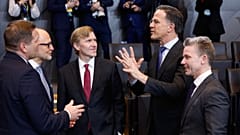 NATO-Generalsekretär Mark Rutte (zweiter von links) während einer Sitzung des Nordatlantikrats auf der Tagung der Verteidigungsminister im NATO-Hauptquartier in Brüssel, 12. Februar 2026.