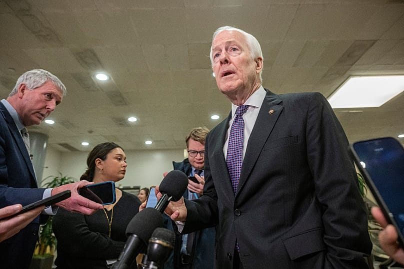 Senator John Cornyn speaks to reporters at the Capitol in Washington. (AP Photo/Kevin Wolf)