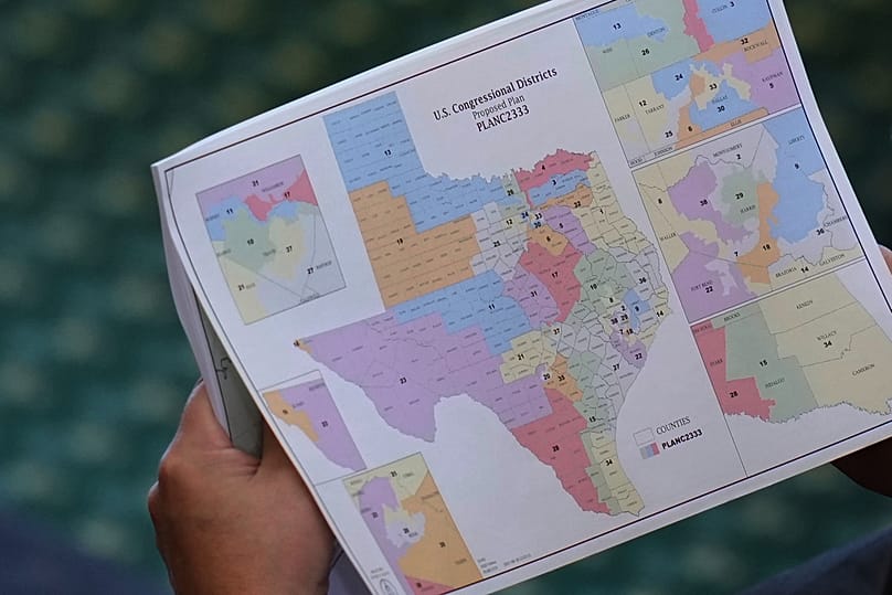 A redrawn US congressional map of Texas. (AP Photo/Eric Gay)