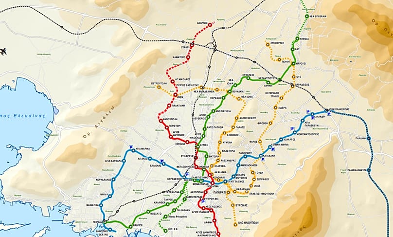 Χάρτης επέκτασης του μετρό της Αθήνας