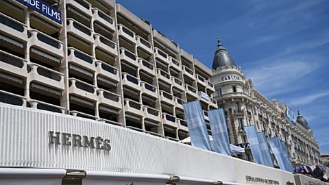 FILE - General view of the Hermes Store in Cannes during preparations ahead of the 68th international film festival, Cannes, southern France. 12 May 2015