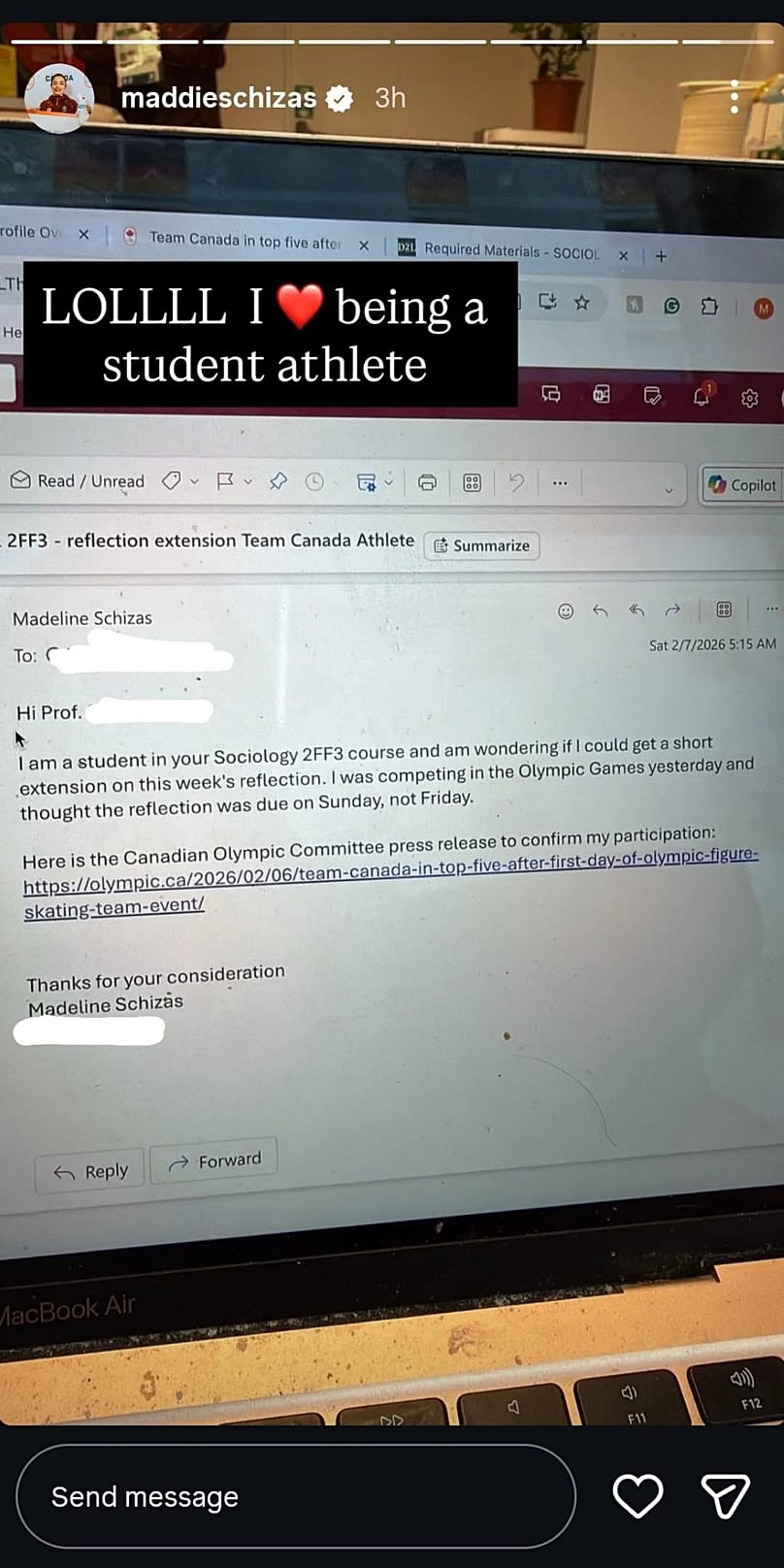 Το story της Σχίζας με το e-mail προς τον καθηγητή της