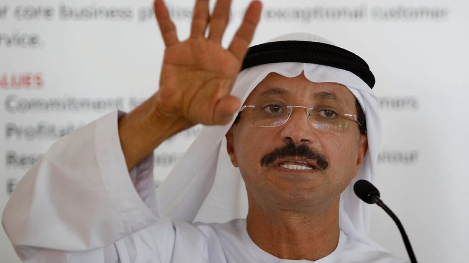  سلطان أحمد بن سليم، يتحدث في ميناء راشد بدبي، الإمارات العربية المتحدة، يوم الاثنين 2 يوليو/تموز 2012. 