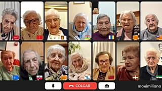 Las centenarias presentes en la videollamada, más de 1.700 años vividos.