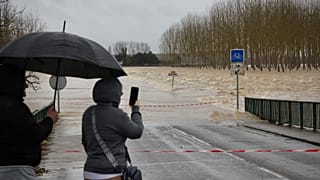 Überschwemmtes Gebiet in Marmande in Westfrankreich nach Sturmtief Nils