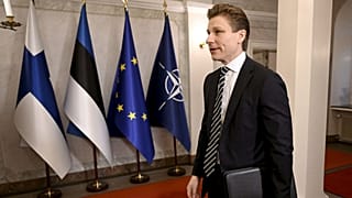 O ministro da Defesa finlandês, Antti Häkkänen, numa cimeira dos países da NATO do Mar Báltico em Helsínquia, Finlândia, 14 de janeiro de 2025