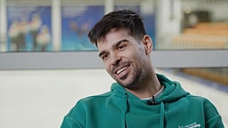 Burján Csaba exkluzív interjút ad az Euronewsnak a budapesti Gyakorló Jégcsarnokban 2026.február 12-én