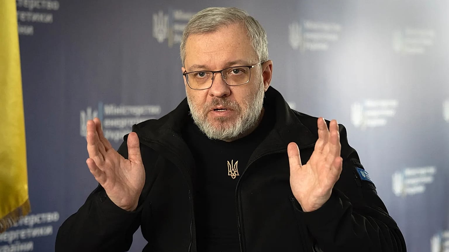 FILE: Herman Halushchenko, Ukraine's energy minister, talks during an interview with The Associated Press in Kyiv, Ukraine, Tuesday, April 11, 2023