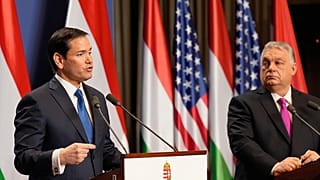 U.S. Secretary of State Marco Rubio, left, and Hungary's Prime Minister Viktor Orban hold a joint news conference in Budapest, Hungary, Monday, Feb. 16, 2026. 