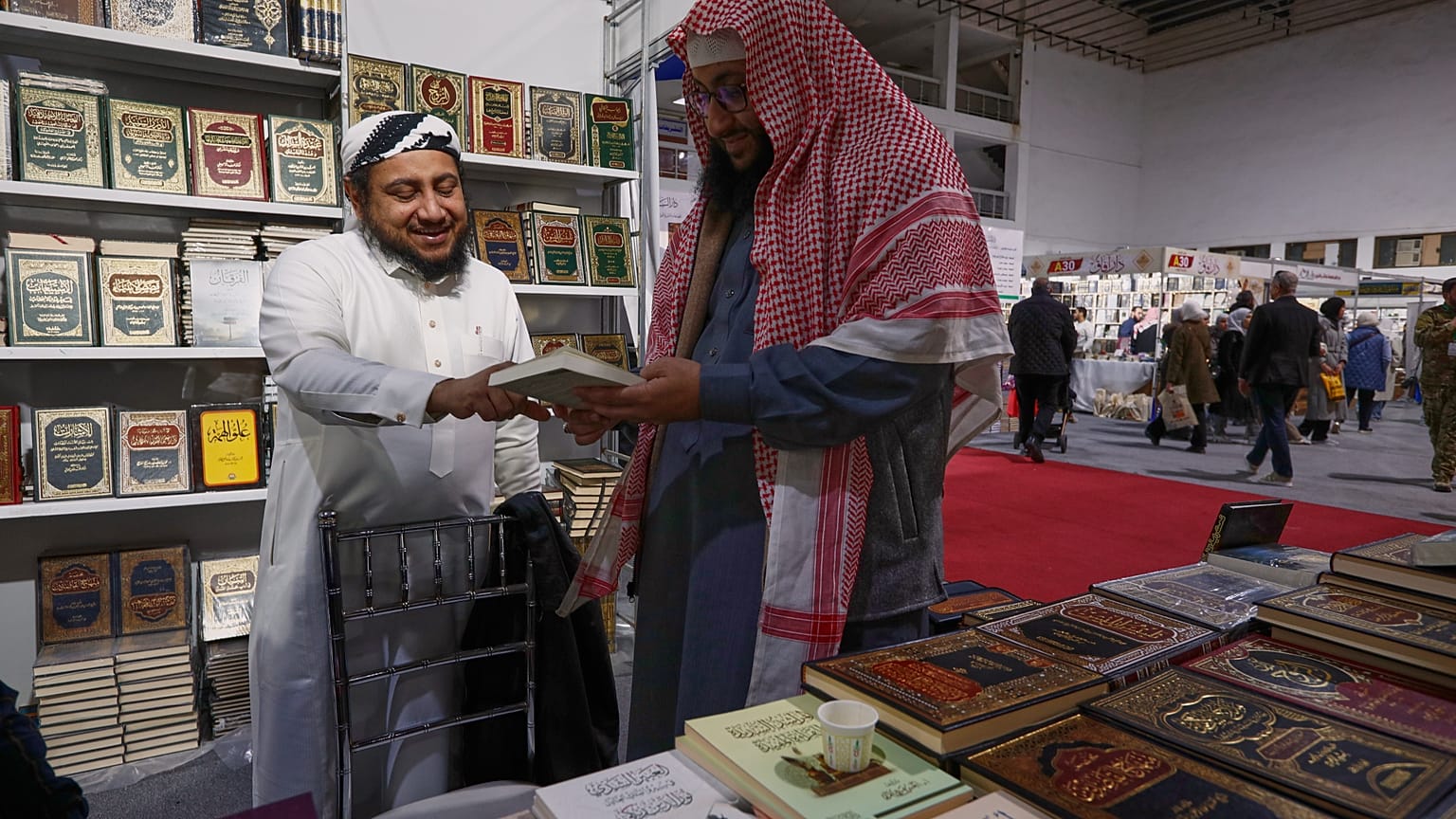 Visitor at the 57th Damascus International Book Fair, the first edition since the collapse of the Assad regime, Feb. 16, 2026